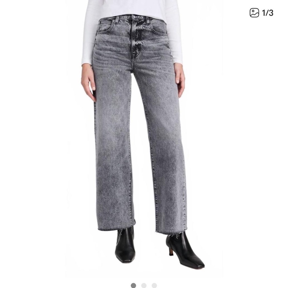 SLVRLAKE Grace Ankle Jeans Ghost Dancer Grey Wide Leg Raw Hem Size‎ 28 GRCA707U